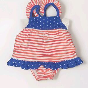 Infant Baby Girls Patriotic Romper Outfit Size 6-9m Red White Blue American